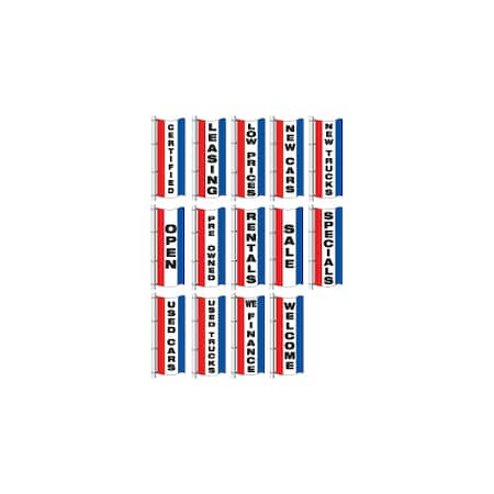 Vertical Slogan Drape Flags Double Face: Leasing